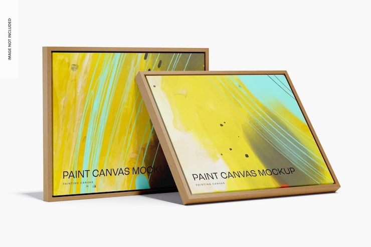 PSD gratuito maqueta de lienzo de pintura, inclinado