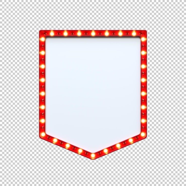 PSD gratuito marco de letrero luminoso rojo brillante con fondo transparente