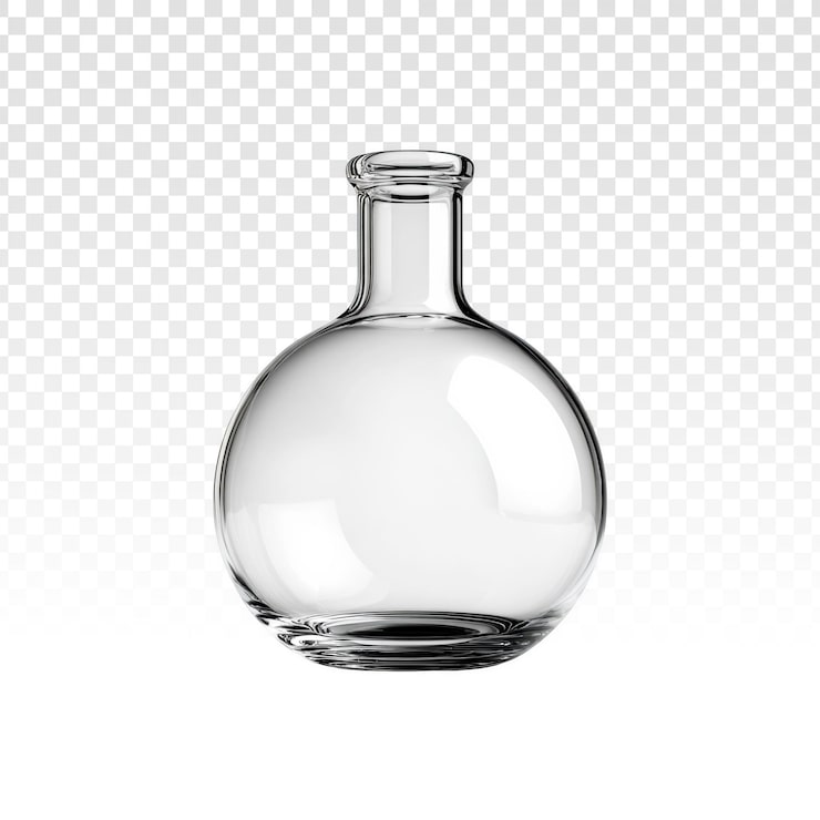 PSD gratuito matraz de fondo redondo de vidrio transparente