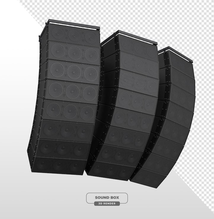 PSD gratuito matriz de cajas de sonido negras en renderizado 3d