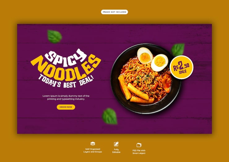 PSD Gratis menu makanan dan templat banner web restoran