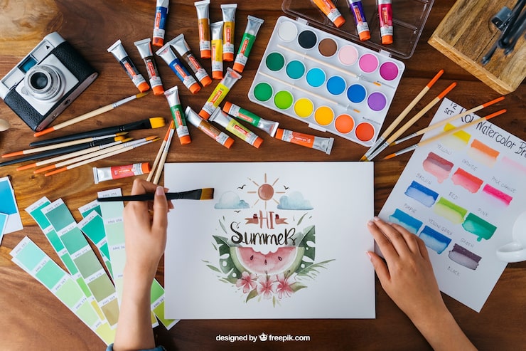 PSD gratuito mockup creativo de arte y pintura