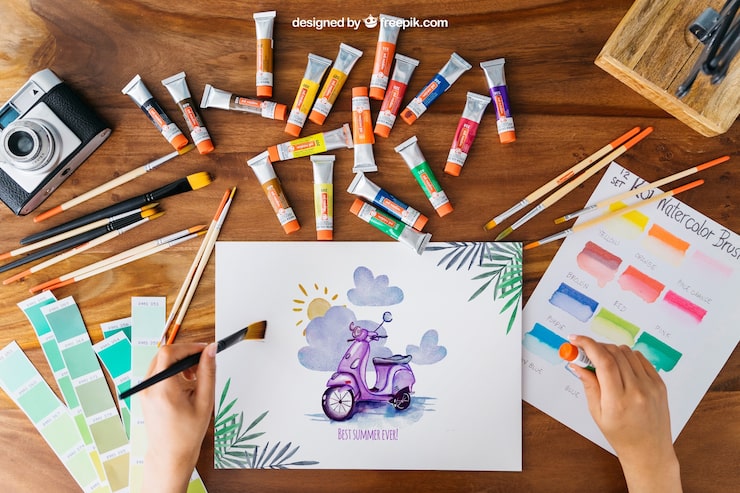 PSD gratuito mockup creativo de arte