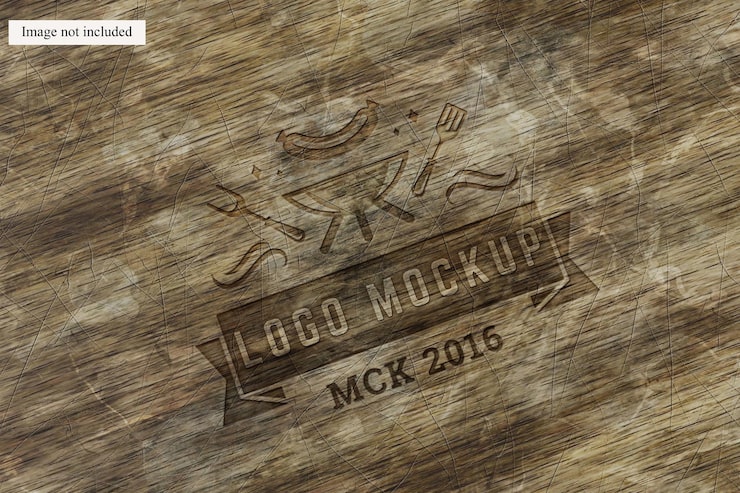 PSD gratuito mockup elegante logo in legno per designer