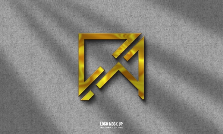 PSD Gratis mockup logo emas di dinding abu-abu
