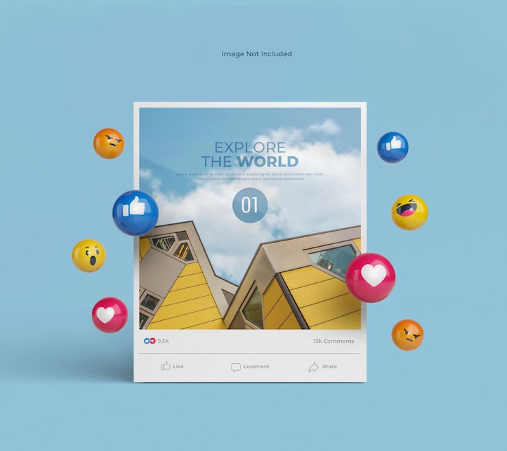 PSD Gratis mockup postingan facebook yang dirender 3d terisolasi