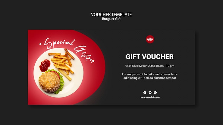 PSD gratuito modello del buono per il ristorante di hamburger