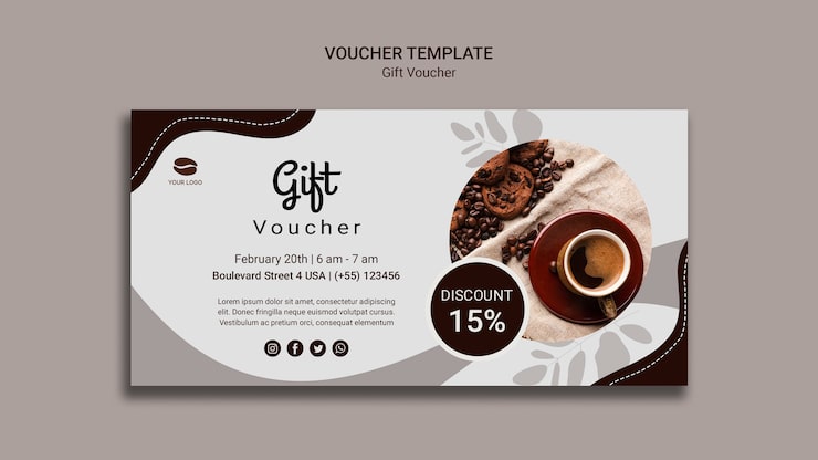 PSD gratuito modello del buono regalo caffè