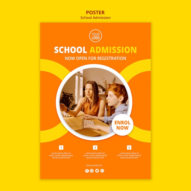 PSD gratuito modello del manifesto di concetto di ammissione della scuola