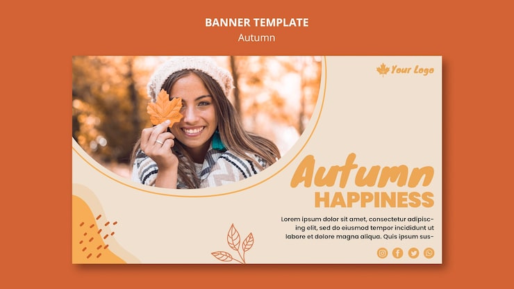 PSD gratuito modello della bandiera di concetto di autunno