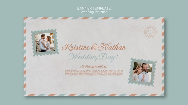 PSD gratuito modello di banner cartolina di nozze