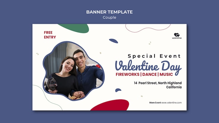PSD gratuito modello di banner coppia di san valentino