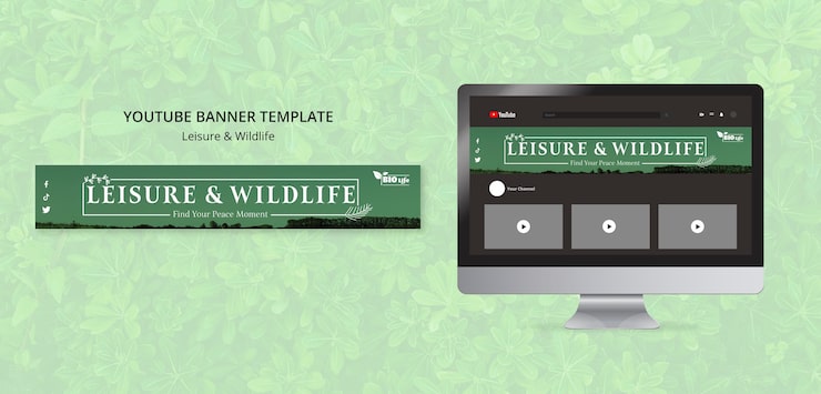 PSD gratuito modello di banner youtube per la natura e la fauna selvatica