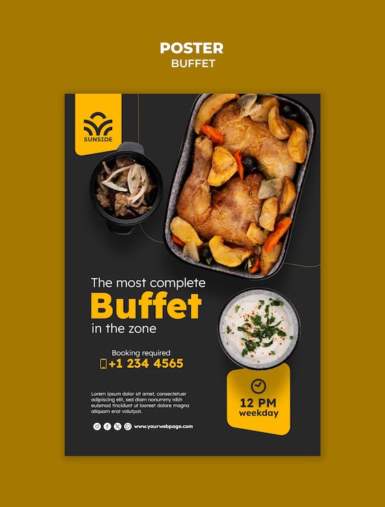 PSD gratuito modello di buffet delizioso a disegno piatto