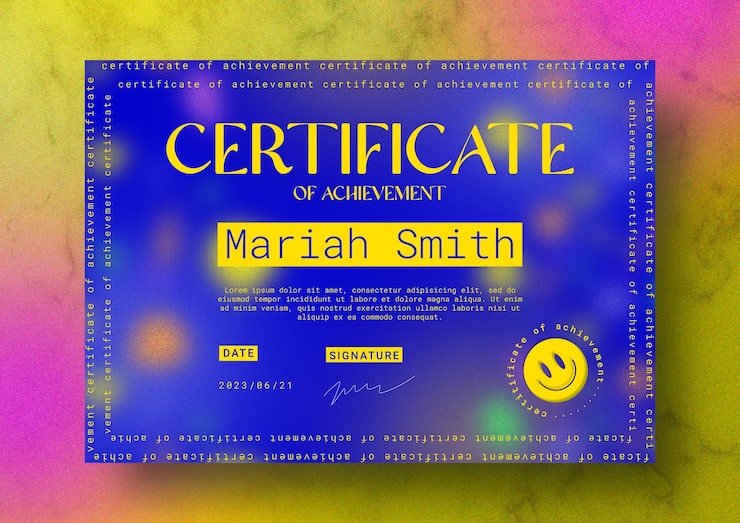 PSD gratuito modello di certificato moderno in stile acido
