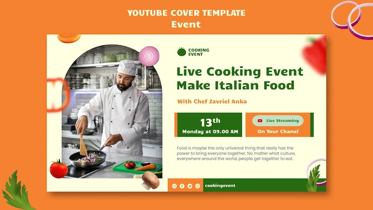 PSD gratuito modello di evento cuoco design piatto