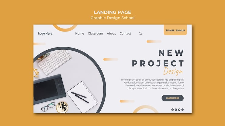 PSD gratuito modello di pagina di destinazione del design grafico