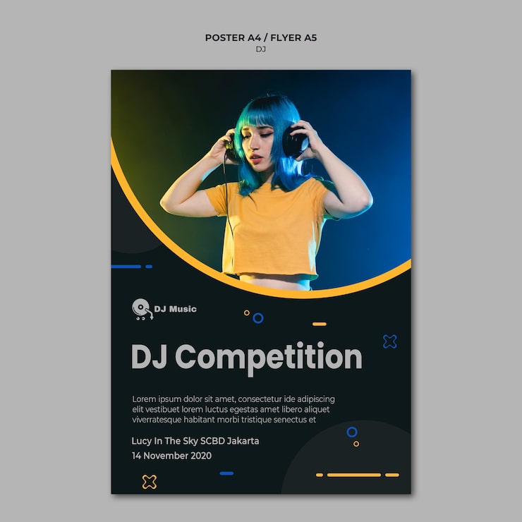 PSD gratuito modello di poster per festival di musica