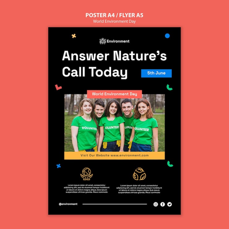 PSD gratuito modello di poster verticale per la celebrazione della giornata mondiale dell'ambiente