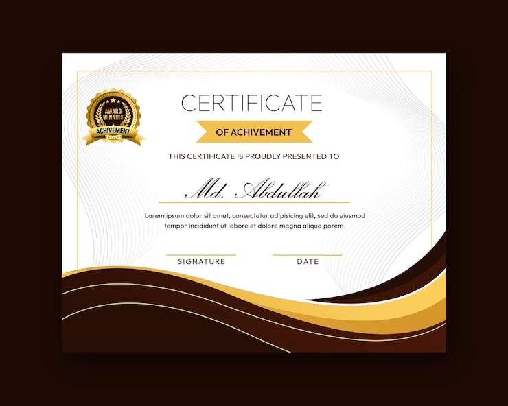 PSD gratuito modello di progettazione certificato moderno, creativo ed elegante