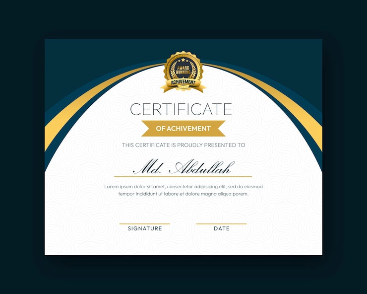 PSD gratuito modello di progettazione certificato moderno, creativo ed elegante