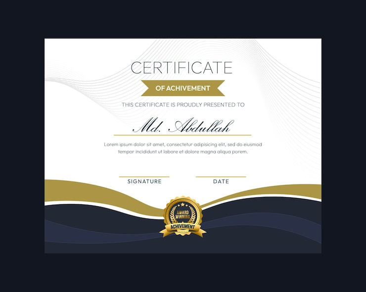 PSD gratuito modello di progettazione certificato moderno, creativo ed elegante