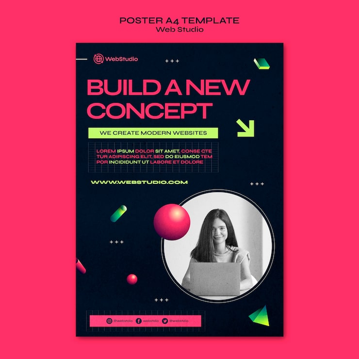 PSD gratuito modello di stampa per studio web