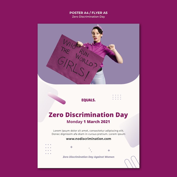 PSD gratuito modello di volantino per evento di giorno di discriminazione zero