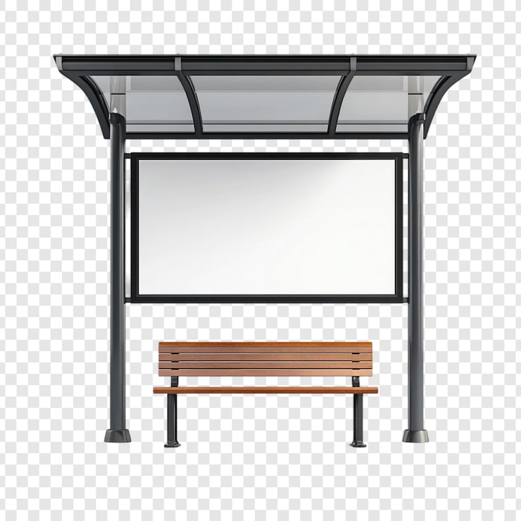 PSD gratuito moderno banco de diseño de parada de autobús y cartel en blanco