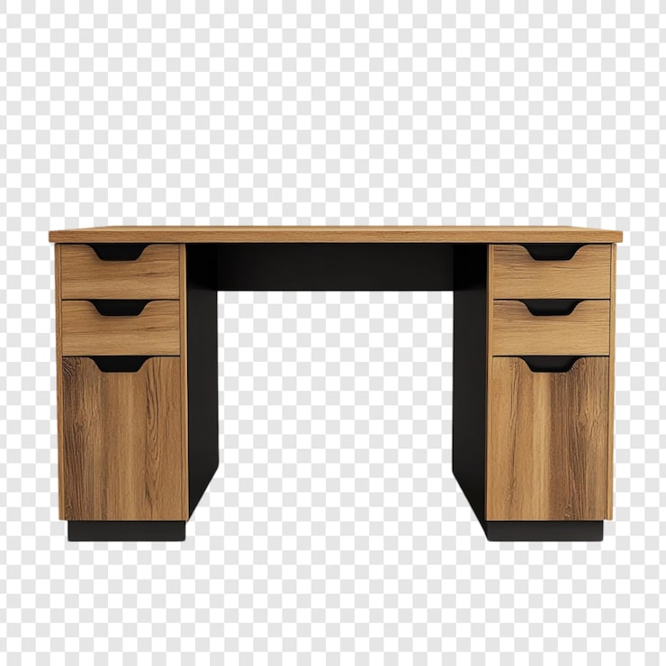 PSD gratuito moderno escritorio de madera con cajones muebles de oficina en el hogar