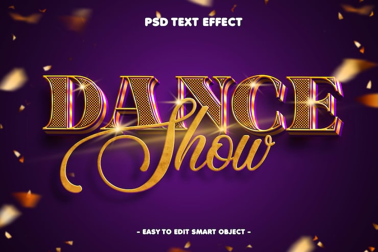 PSD gratuito mostrar el efecto de texto editable de danza 3d