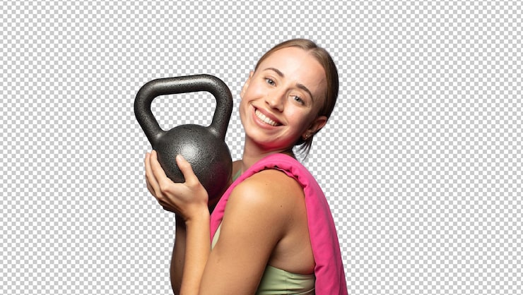 PSD gratuito una mujer de fitness muy bonita levantando una pesadilla.