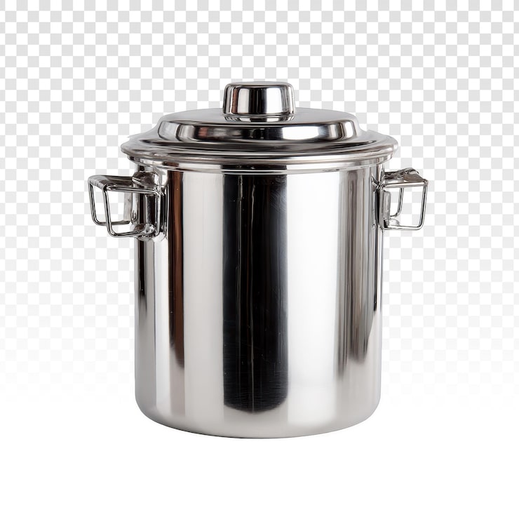 PSD gratuito olla de cocina de acero inoxidable con tapa y asas
