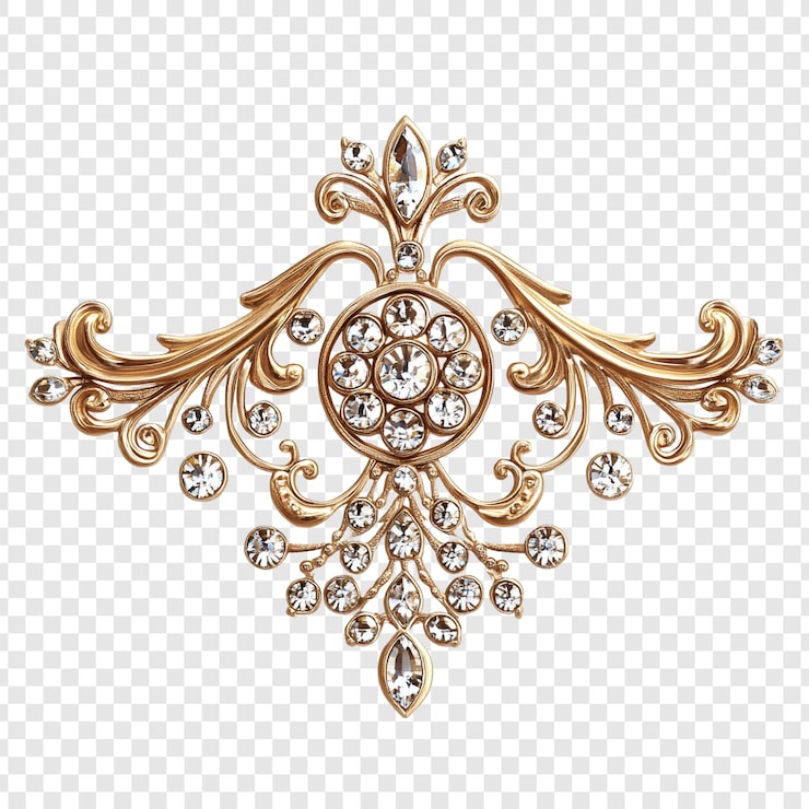 PSD Gratis ornamen emas dan berlian mewah desain perhiasan berlapis emas