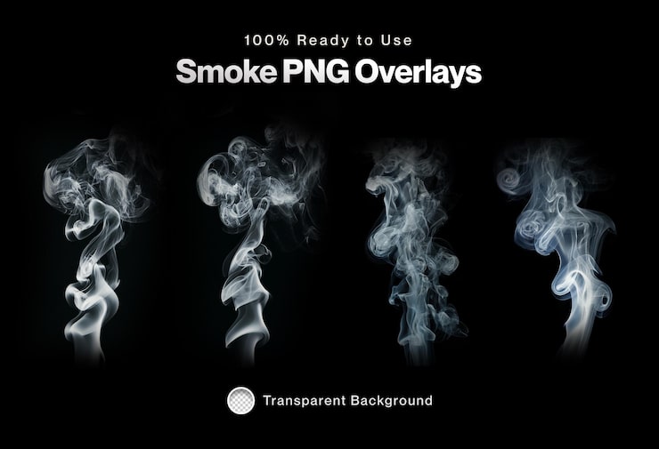 PSD gratuito pacchetto overlay png di fumo volumetrico con sfondo trasparente