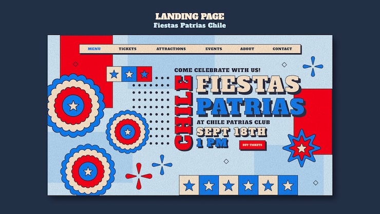 PSD gratuito página de aterrizaje de diseño plano fiestas patrias chile