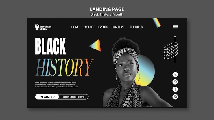 PSD gratuito página de inicio de la celebración del mes de la historia negra