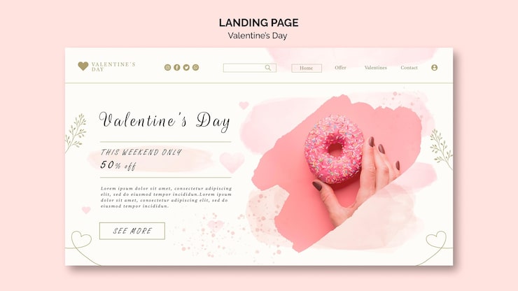 PSD gratuito página de inicio del día de san valentín