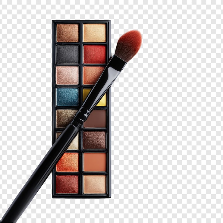 PSD gratuito paleta de sombra de ojos y pincel kit esencial para maquilladores