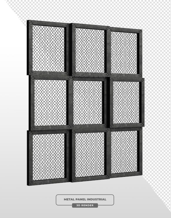 PSD gratuito panel metálico industrial con textura de cuadrícula renderizado en 3d
