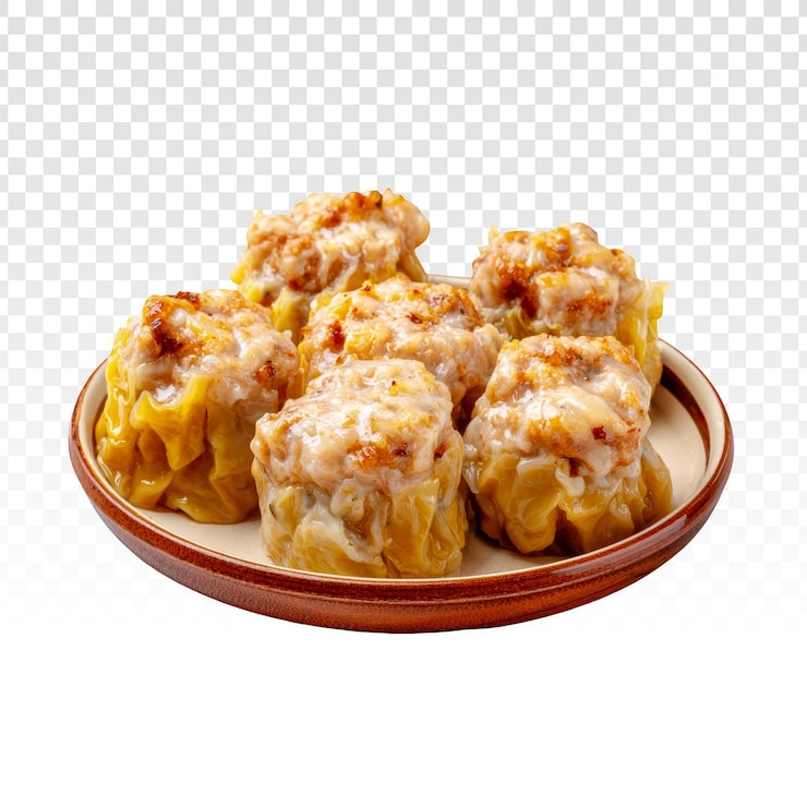 PSD Gratis pangsit siu mai kukus lezat di atas piring