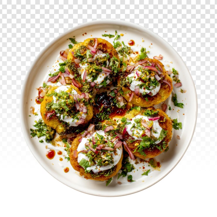 PSD Gratis paprika isi gourmet dengan rempah segar dan keju feta di atas piring putih