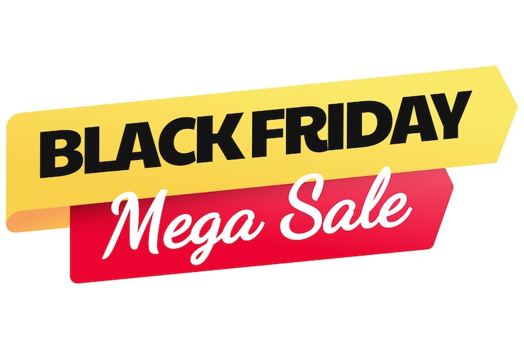 PSD gratuito pegatina con diseño de black friday