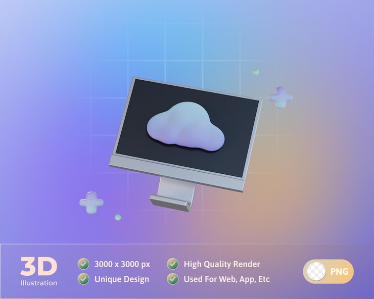 PSD Gratis penyimpanan awan, komputer, ilustrasi 3d