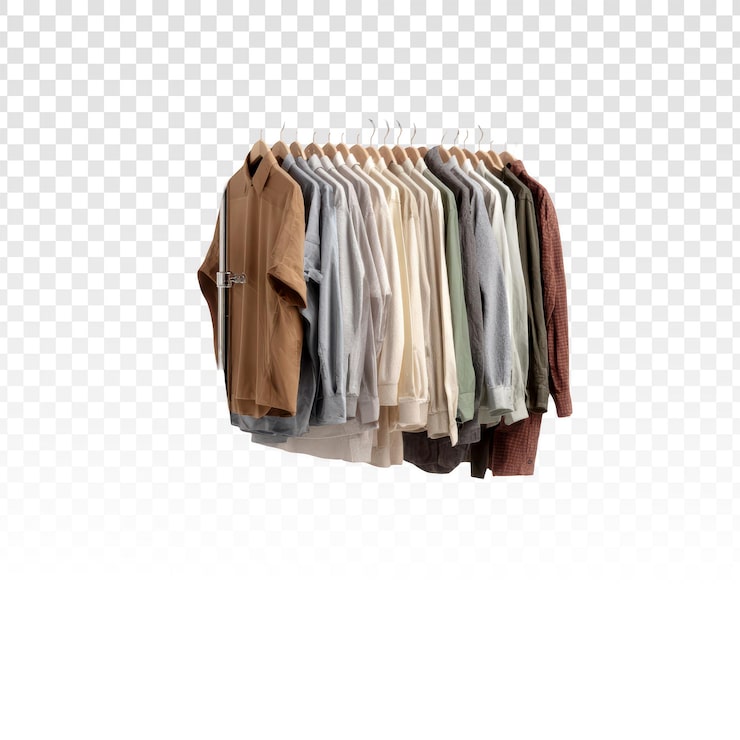 PSD gratuito perchero con camisas y suéteres de tonos neutros