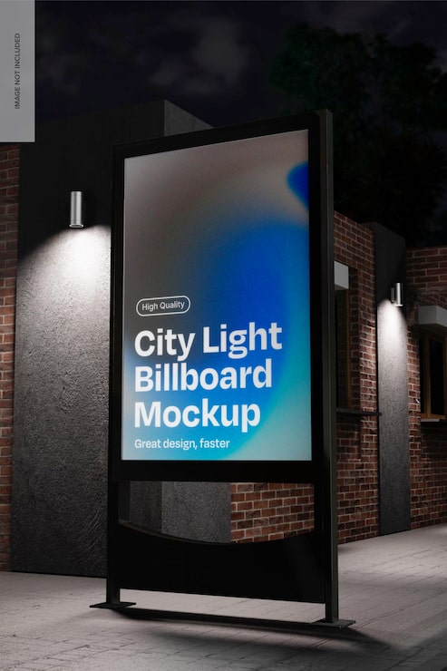 PSD Gratis perspektif mockup papan iklan lampu kota