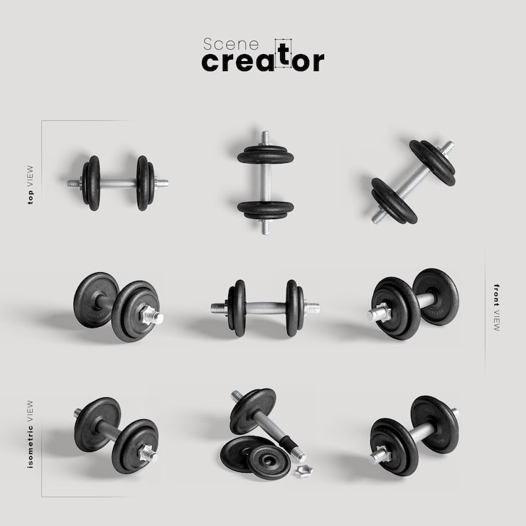 PSD gratuito pesas para maquetas de entrenamiento