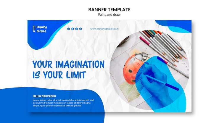 PSD gratuito pintar y dibujar plantilla de banner
