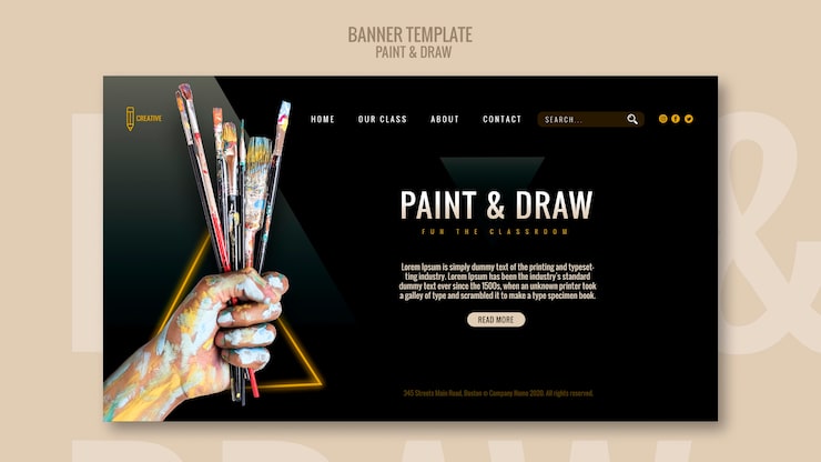 PSD gratuito pintar y dibujar plantilla de banner