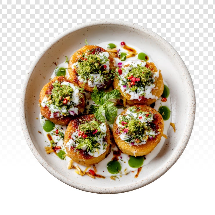 PSD Gratis pizza mini gourmet dengan pesto dan tomat ceri di atas piring pedesaan